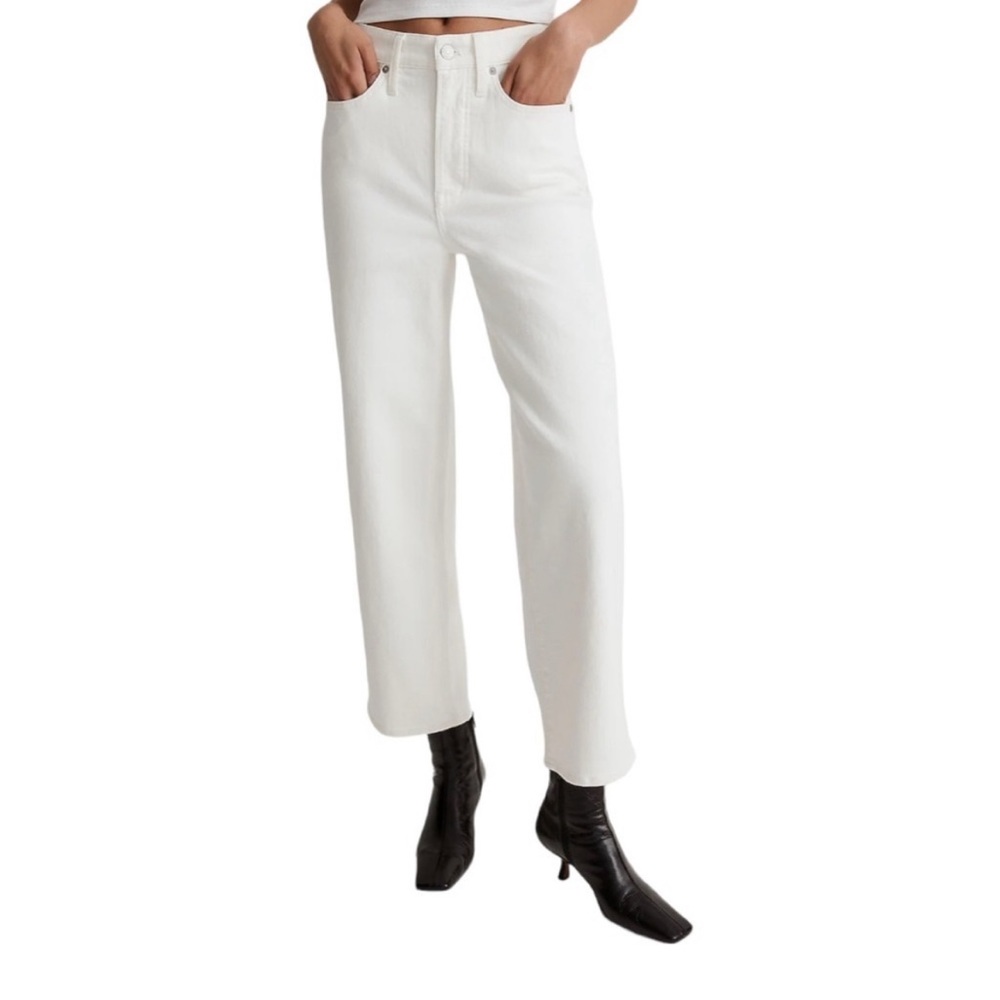 Madewell The Perfect Vintage Wide Leg Crop Jeans in tile white size 23